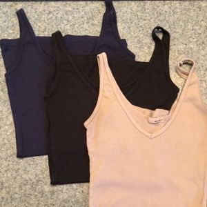 LA MADE Bundle of Three Cotton Modal Blend Long Ribbed Tank Tops Made in USA